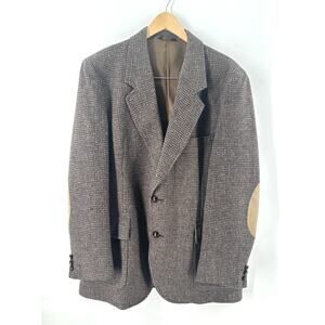 Pendleton Herringbone Tweed Wool Blazer Gray Confetti 2 Button Coat Mens 44
